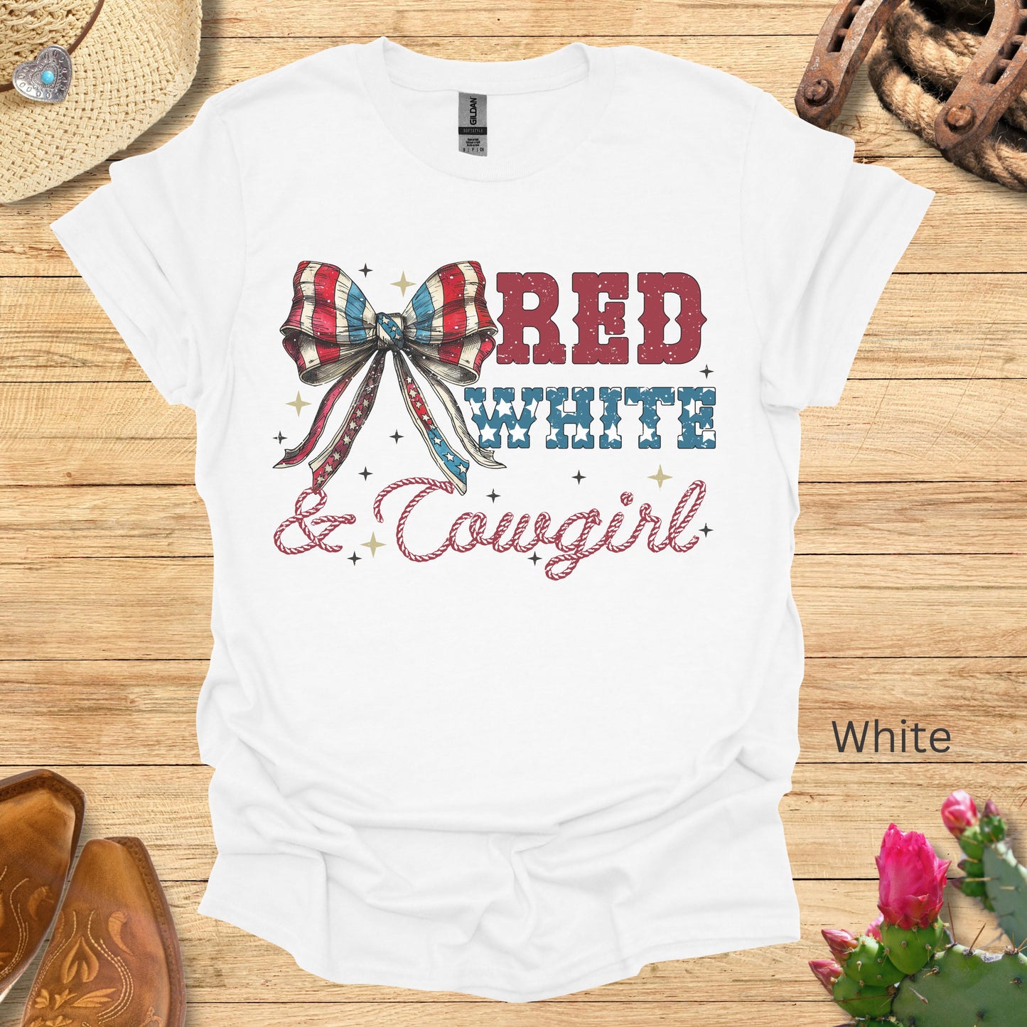 Red White and Cowgirl Patriotic Shirt