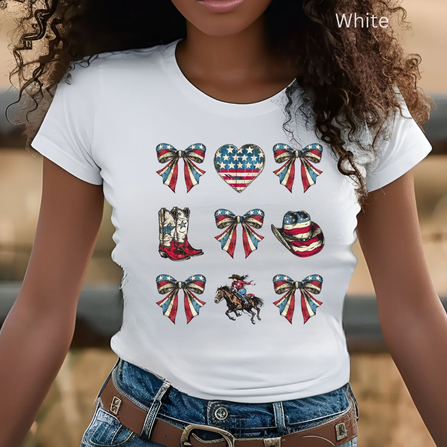 Patriotic Stars and Strips Western T-shirt