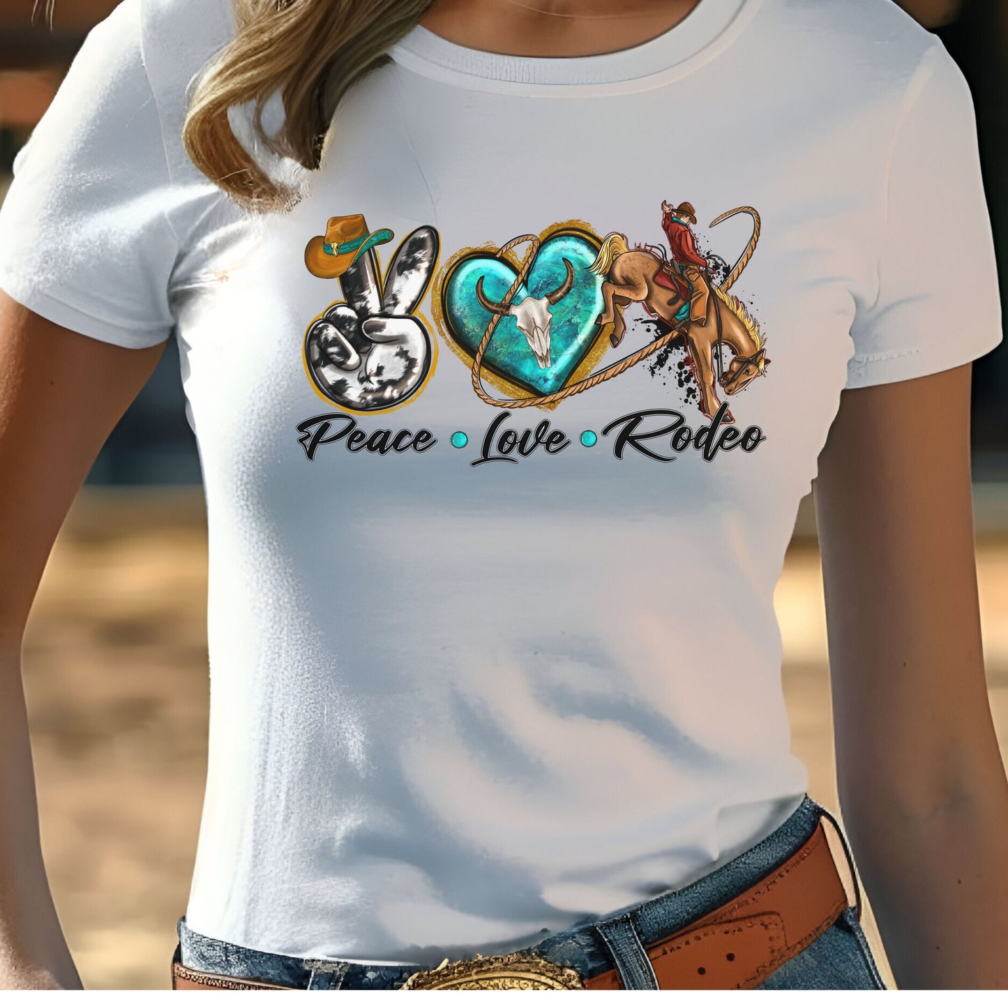 Peace Love Rodeo Cowgirl Tshirt