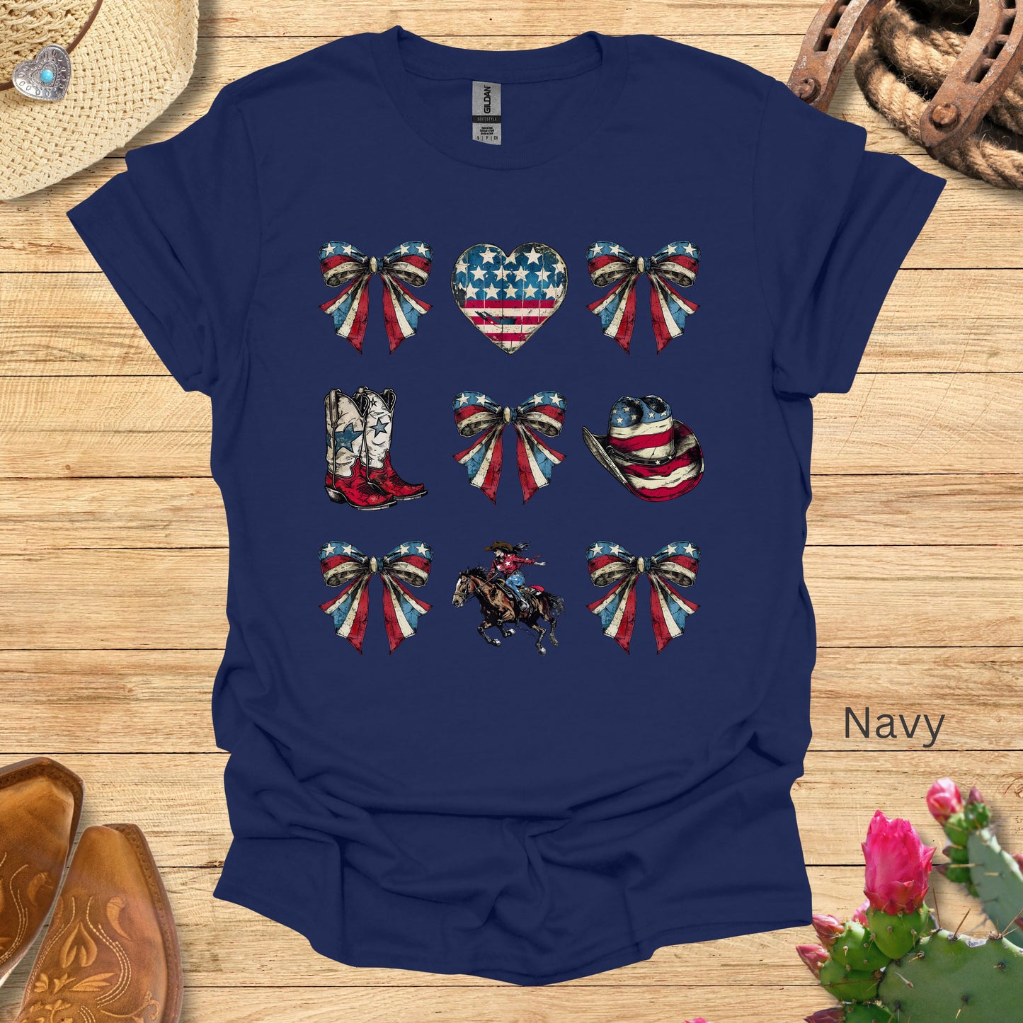 Patriotic Stars and Strips Western T-shirt