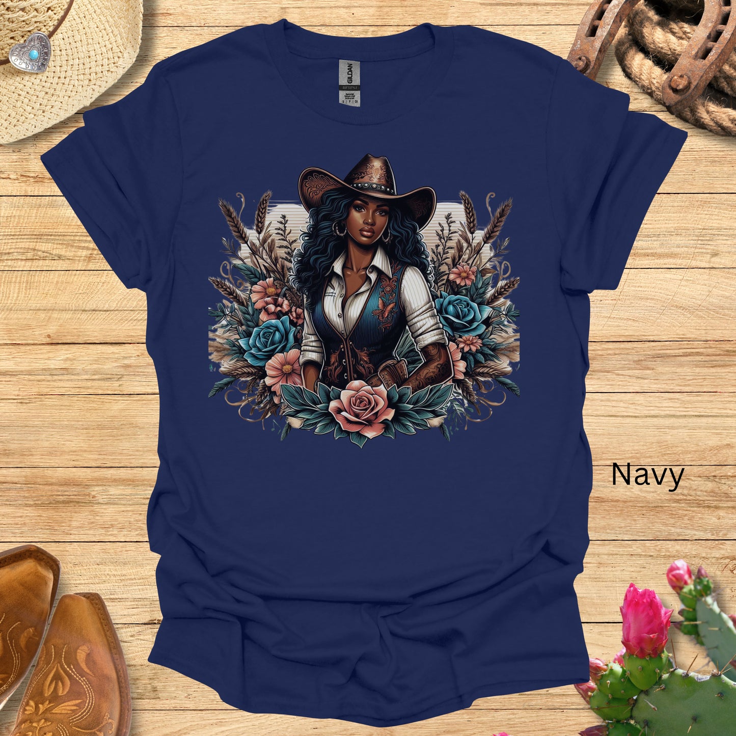 Black Cowgirls Floral T-Shirt