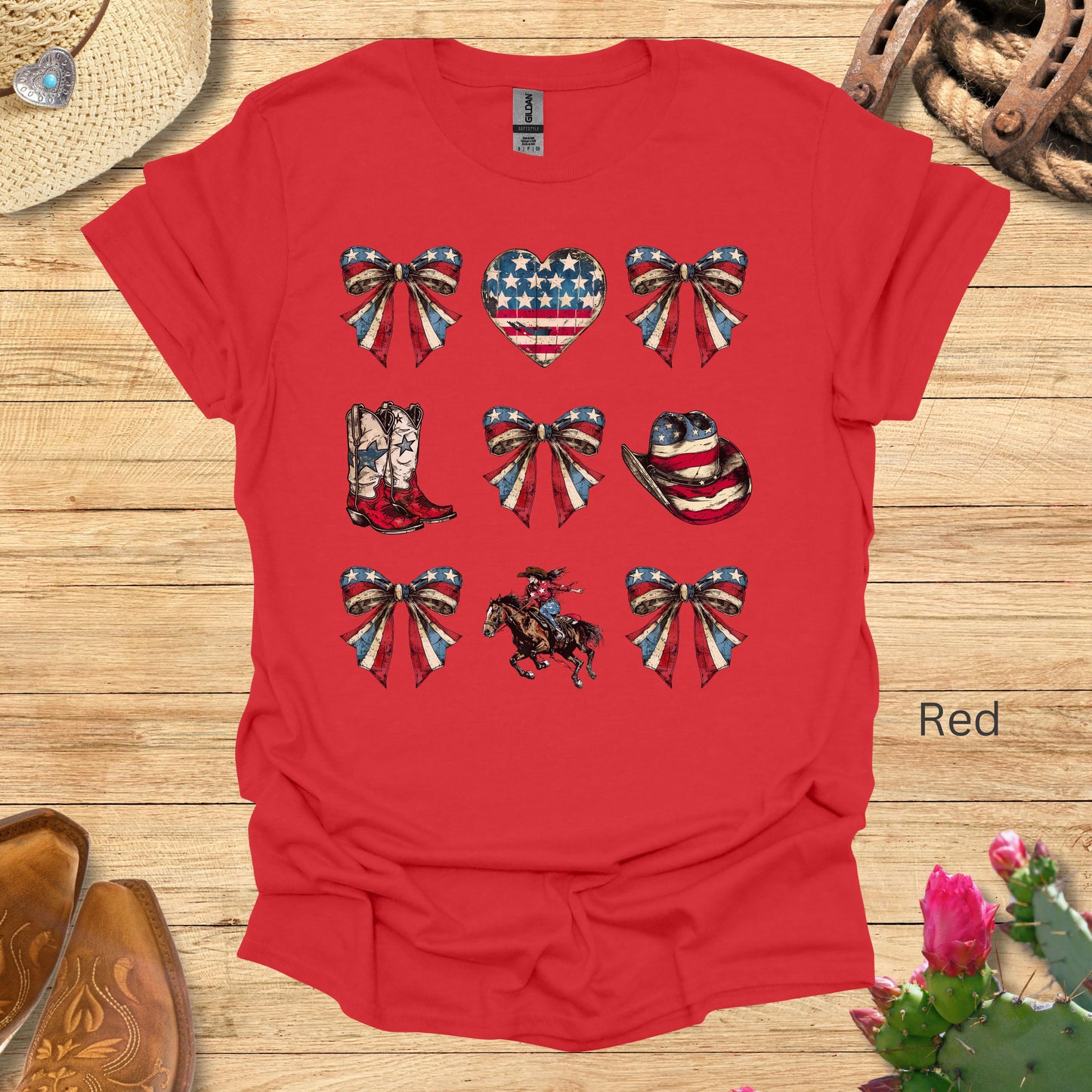 Patriotic Stars and Strips Western T-shirt