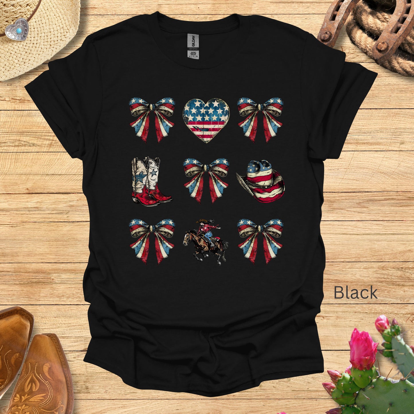 Patriotic Stars and Strips Western T-shirt