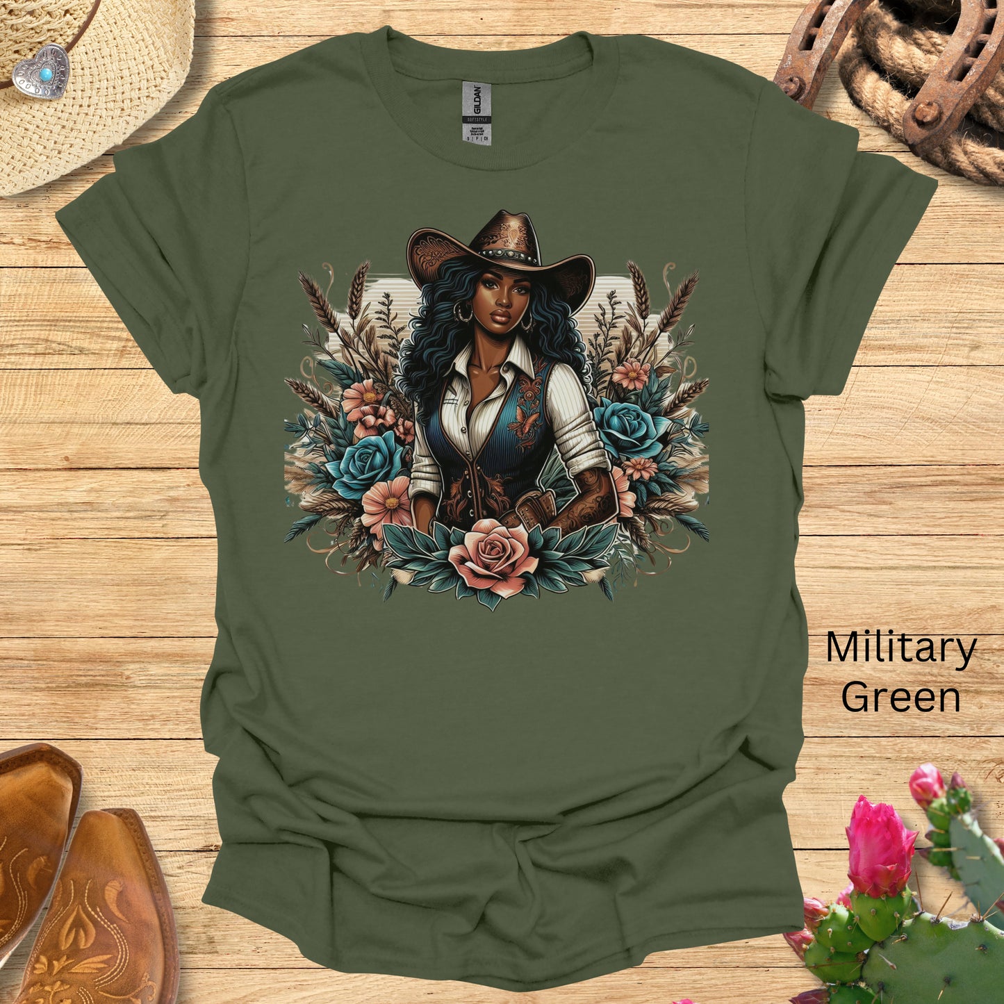 Black Cowgirls Floral T-Shirt