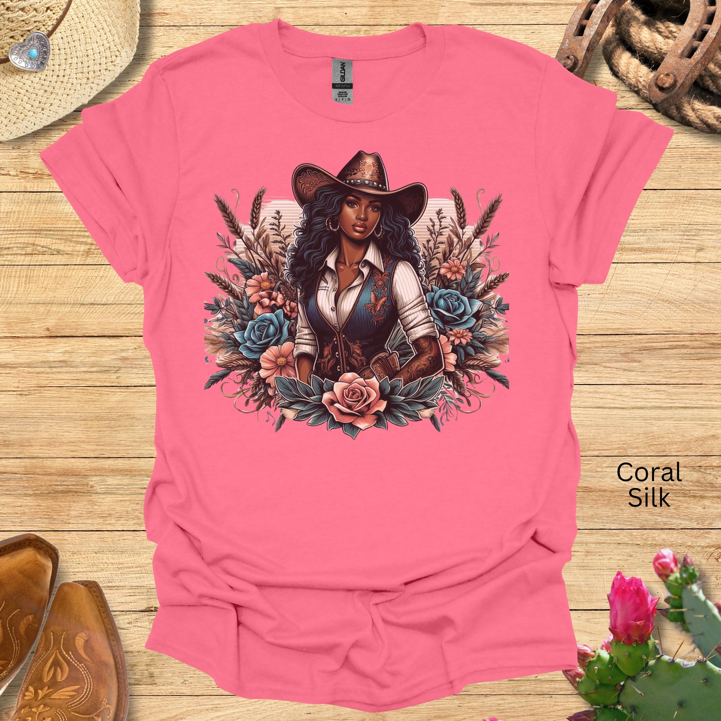 Black Cowgirls Floral T-Shirt