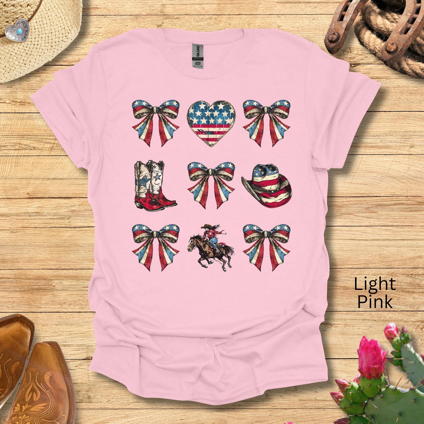 Patriotic Stars and Strips Western T-shirt