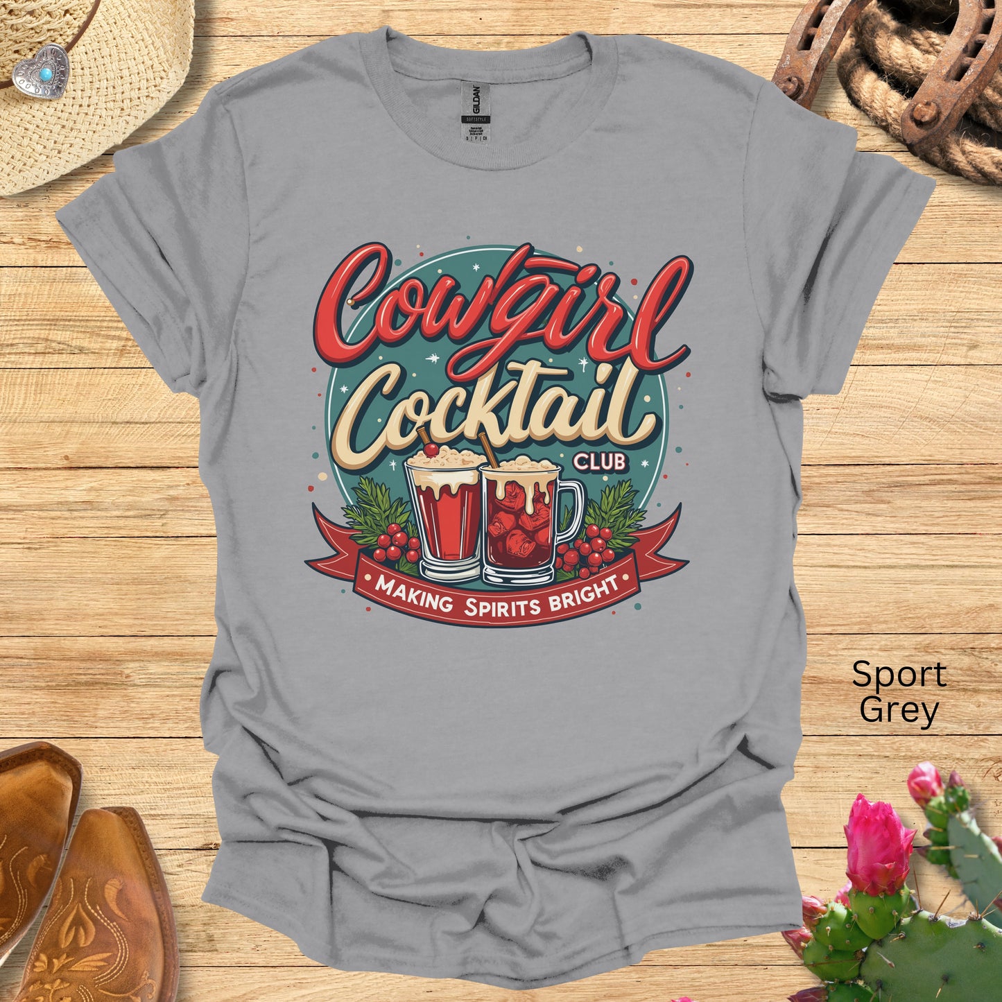 Cowgirl Cocktail Club Christmas T-shirt