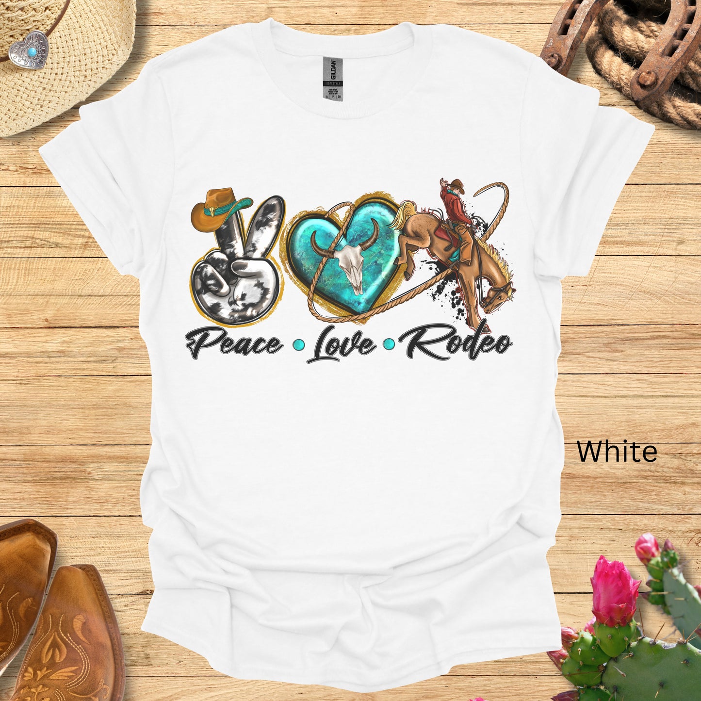 Peace Love Rodeo Cowgirl Tshirt